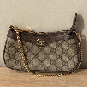 Gucci Beige and Brown Mini Bag with Gold Accents